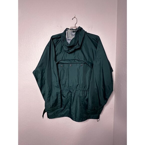 Orvis Vintage  Green Hooded Rain Jacket With Adjustable Cuffs & Pockets Sz L - Picture 5 of 7